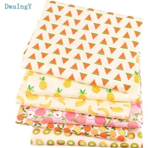 DwaIngY 6pcs/Lot Fruit Series,Twill Cotton Fabric For Sewing Patchwork DIY Quilting Cloth Fat Quarters Baby Doll Materia