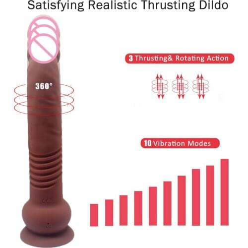 Thrusting Dildo Rotating Vibration Modes For G Spot Clitoral Anal Stimulation,Realistic Vibrator Dildo Penis Huge Glans Unisex