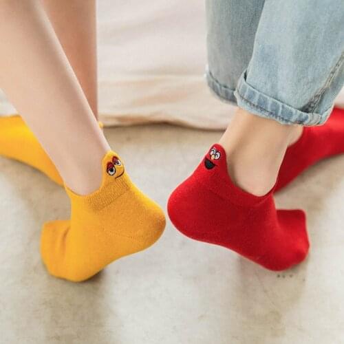 Kawaii Korean Style Women Socks Happy Fashion Ankle Socks Cute Funny Socks Women Embroidered Expression Cotton Socks Harajuku
