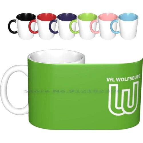 Die Wolfe Ceramic Mugs Coffee Cups Milk Tea Mug Sports Football Fussball Vfl Wolfsburg Saxony Germany Creative Trending Vintage