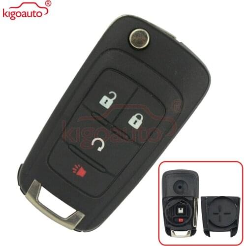 Kigoauto flip remote car key shell for Chevrolet Equinox Sonic Trax OHT01060512 3 buttons with panic 2010-2017 key replacement