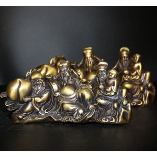 China archaize brass Fu lu shou Buddha statue