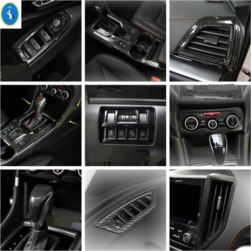 Yimaautotrims Middle Air AC Outlet Vent / AC Air Conditioning Panel Cover Trim For Subaru XV Crosstrek 2017 - 2020 Carbon Fiber