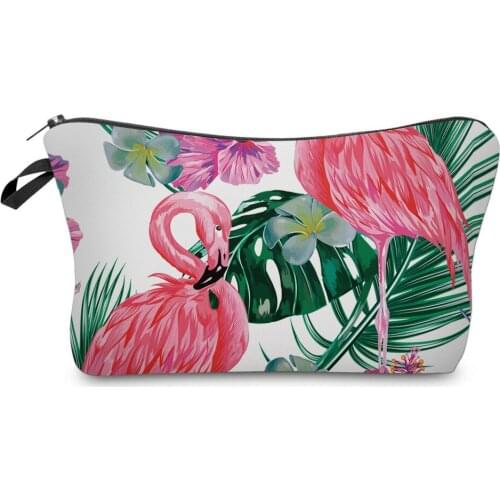 Cosmetic Makeup Bags For Women Men Fashion Animal Flamingo Plant Leaf Flower Pattern Waterproof New Style Zipper 2021 Newest