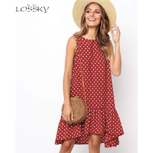 LUCKYFRIDAYF Summer Polka Dot Dresses