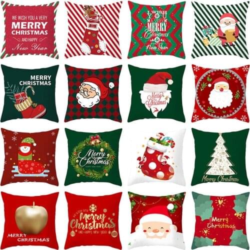 New Color Red and Green Christmas Festival Gift Home Decoration Polyester Pillow Cover Cojines Decorativos Para Sofa