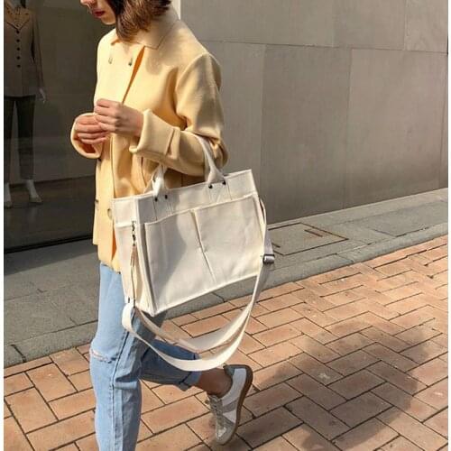 Casual Canvas Tote Women Handbag Simple Fabric Shoulder Bags for Women 2021 Shopper Bag Brands Crossbody Bag Clutch Purse Female