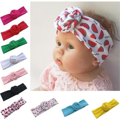 2021 New Baby Watermelon Headband Printed Floral Tueban Bands Kids Elastic Hair Accessories Solid Color Girls Boys Hair Bands