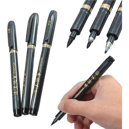 S/M/L Portable Chinese Japanese Calligraphy Brush Pen Sketch Pens Soft Brush Painting Pen Refillable Pigment Ink Brush Marker