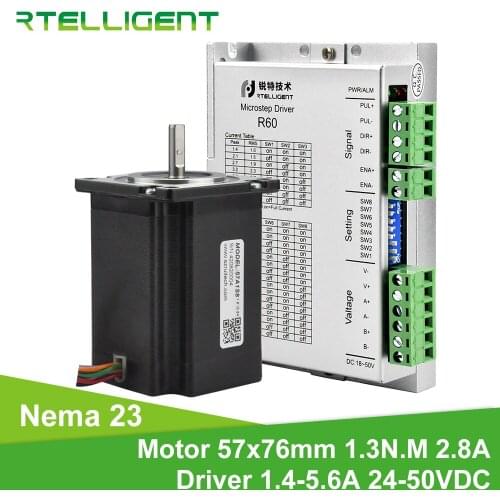 Rtelligent Nema 23 Stepper Motor with Driver Kit 13kg.cm 2.8A Shaft Diameter 8mm 8leads for automatic folding Plane mask machine