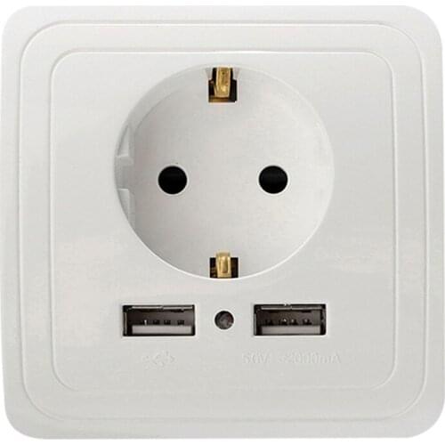 Smart Home Dual USB Port Wall Charger Adapter 2A Wall Charger Socket EU Plug Socket Power Outlet Double USB Wall Socket