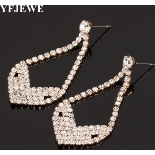 YFJEWE Luxury Jewelry for Women Party Drop Earrings with Rhinestone Stone Women Birthday Gift Accessories brincos grandes E350