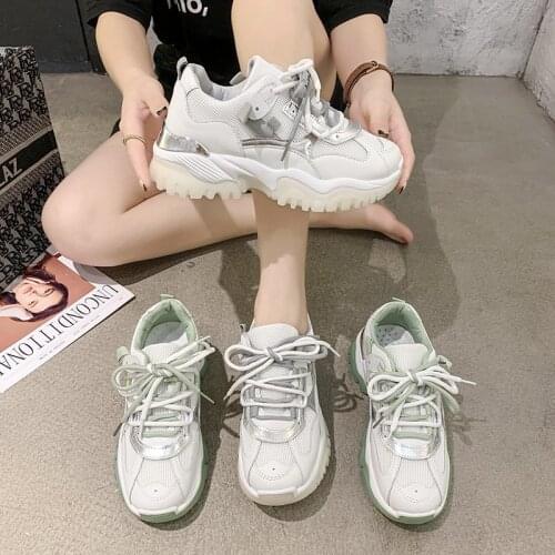 2020 spring and autumn new breathable mesh old shoes womens platform platform casual sneakers trend X471