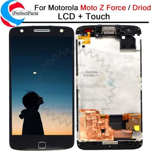 5.5'' For Motorola Moto Z Force Droid XT1650 LCD Display Touch Screen Digitizer with frame Replacement For Moto Z Force Droid