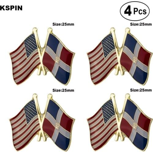 U.S.A.& Dominican Rep. Friendship Flag Pin Lapel Pin Badge Brooch Icons 4pcs