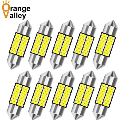 10Pcs C5W LED Car Interior Light Festoon 31mm 36mm 39mm 42mm LED Bulbs 6000K White Dome Reading Light Auto Lamp 12V