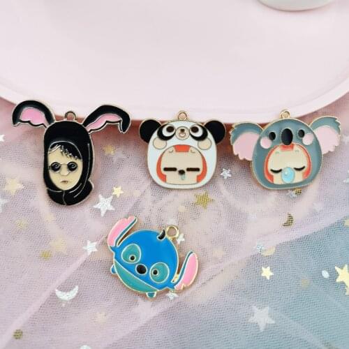 10pcs New Cartoon Panda Dog Rabbit Enamel Charms Pendants For Jewelry Making Fashion Earring Pendant Bracelet Necklace Charms