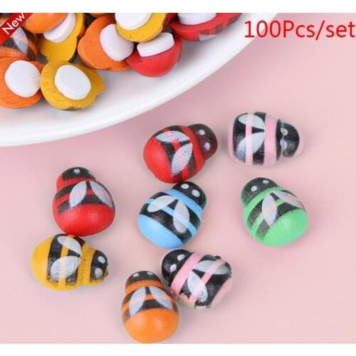 100PCS/Lot Easter Decoration Home Wall Decor Birthday Party Decorations Mini 9x13mm Bee Wooden DIY Stickers Scrapbooking