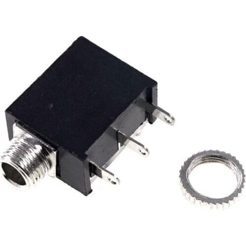 1000pcs Screw Phone Jack 3.5mm 3 pin mono channel socket 2 pole earphone audio plug through hole right angle DC30V 0.5A