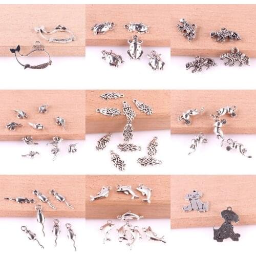 30Pcs/Lot Vintage Dolphin Bird Charms Diy Dog Tiger Pendant For Necklaces Bracelet Unisex Gift Jewelry Making