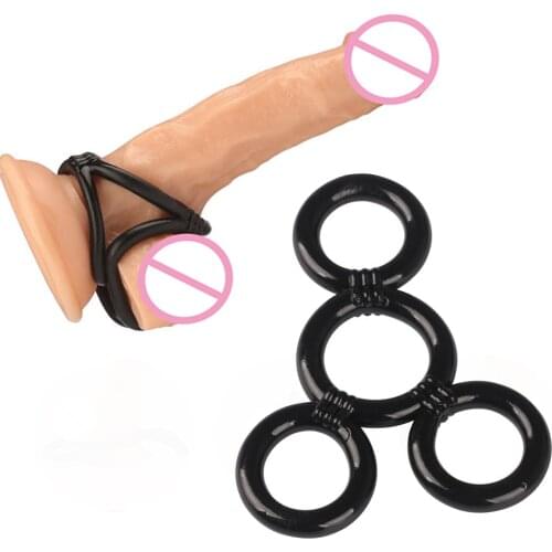 4 Rings Male Cock Ring Delay Ejaculation Penis Rings Penis Extender Scrotum Binding Chastity Cage Device Adult Sex Toys For Men