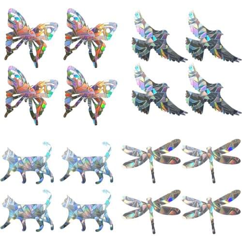 4 Pack Window Stickers Prism PVC Static Cling for Bird Strikes Kitchen