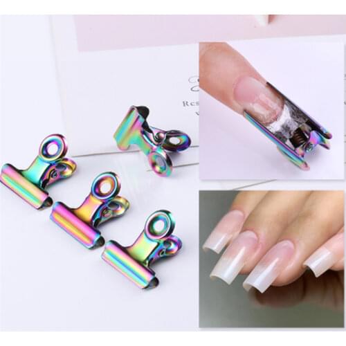 5pcs Metal Nail Form Tips Nail Clips Curve Nail Pinching Clips French Russian Stainless Steel Acrylic Extension Nails Tool