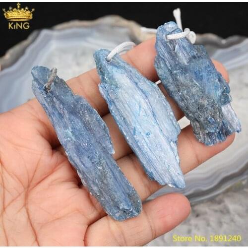 5pcs Natural Blue Kyanite Slab Beads Pendant For Necklace Making,Long Point Kyanite Stone Charms For DIY Jewelry Findings