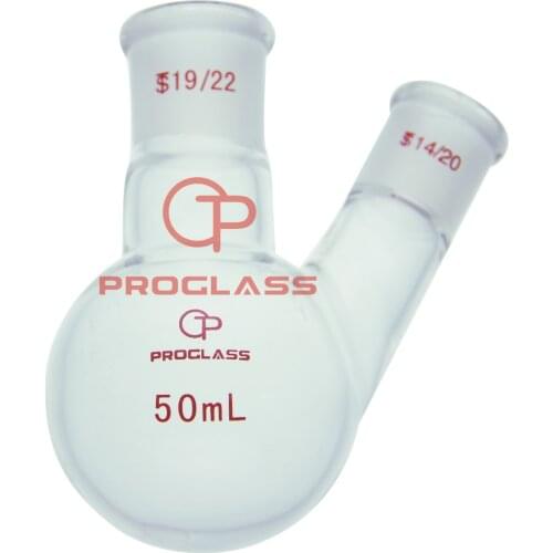 Two Necks Round Bottom Flask ,24/40 Center Joint,14/20 Side Joint,HAND BLOWERING,50mL