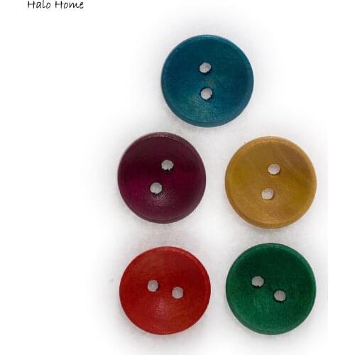 50pcs Old Vintage Mixed Colors Round Wood Button Sewing Scrapbooking Clothing Crafts Handwork Accessories 15mm