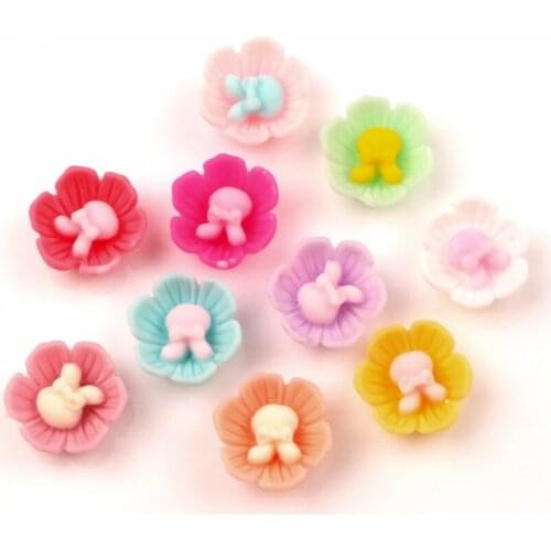50Pcs Resin Rabbit Flower Decoration Crafts Cute Kawaii Beads Flatback Cabochon Embellishments For Scrapbooking DIY Accessories