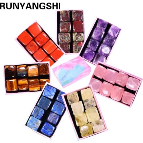8pcs/box Natural crystal stone Seven chakras therapy gemstone Healing Quartz Mineral Ornaments Home Decoration for Children