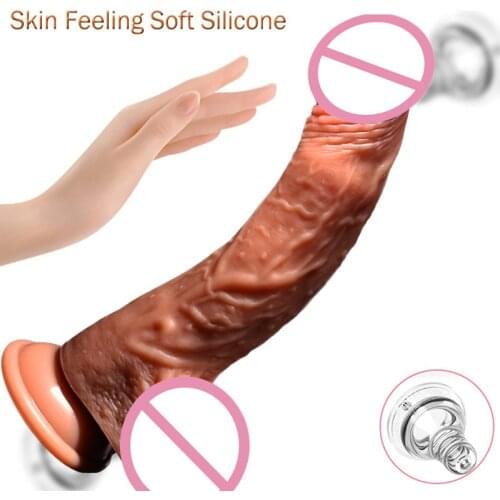 Wireless Remote Control Skin Feels Lifelike Dildos Telescopic Vibration Big Penis With Temperature And Sucker Sex Toys For Women
