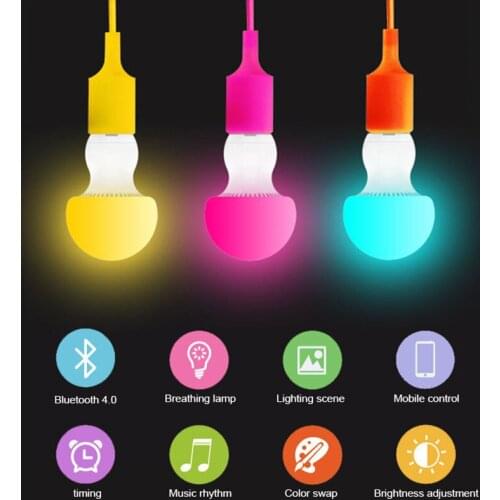 Bluetooth LED Bulb E27 RGBW 6W Bluetooth 4.0 Smart LED Light Bulb Timer Color Changeable By IOS / Android APP Dimmable AC85-265V