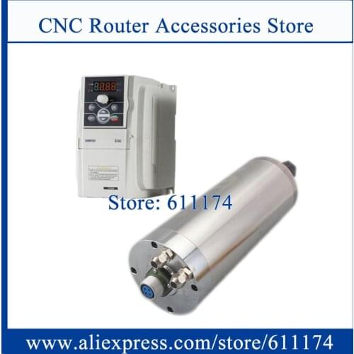 4.5Kw AC220V ER20 Water Cooled spindle motor 24000RPM D100mm +Frequency AC220V VFD Inverter
