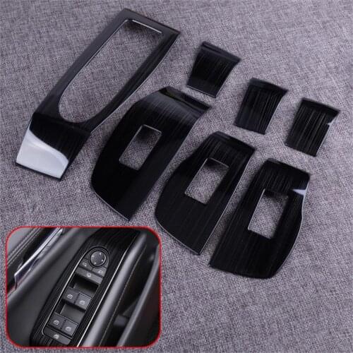 DWCX 7pcs Inner Black Stainless Steel Window Lift Switch Panel Door Armrest Cover Trim Frame Decor fit for Mazda 3 2019 2020