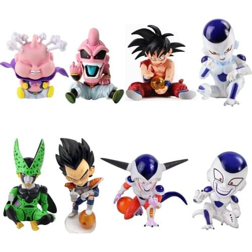 10-15cm Anime Dragon Ball Z Q Version Vegeta Cell Son Goku Majin Buu Boo Frieza Fighter Battle PVC Action Figure Toys Model Doll