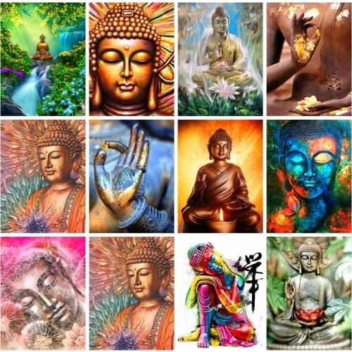 HUACAN 5D DIY Diamond Painting Buddha Zen Home Decoration Embroidery Picture Handcraft Art Kits Lover Gift