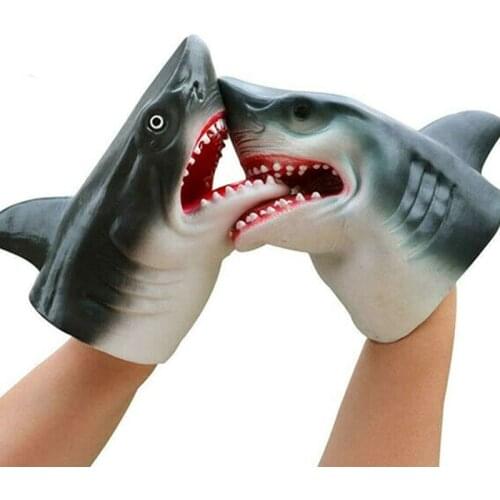 Shark Hand Puppet Simulation Animal Head Gloves Kids Toys Gift Hand Puppet Shark Figure Model For Child Scaring Gag Jokes Toy