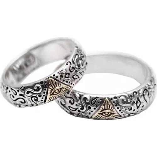 Drop Ship Us size Cool The One Ring All Seeing Eyes 316L Stainless Steel Man Fashion Golden God Eye Ring Freeshipping OSR601