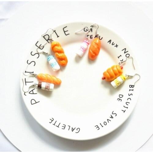Korea New Fashion Simulation Food Bread Harajuku Earring Cute Simple Sweet Interesting Bottle Earrings for Women Jewelry Gifts