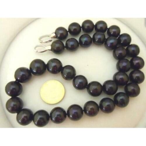BEAUTIFUL 10-11MM NATURAL SOUTH SEA GENUINE ROUND BLACK PEARL NECKLACE 18" 36" 50"