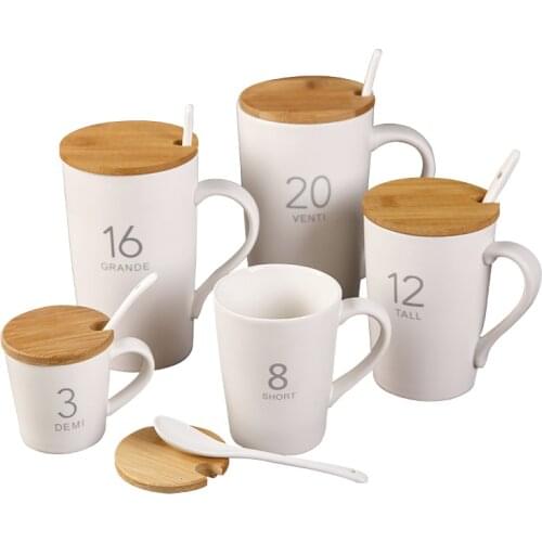 Creative White Mug Ceramic Coffee Cute Personalized Mug with Lid and Spoon Travel Tazas De Navidad Drinkwear DD60MG