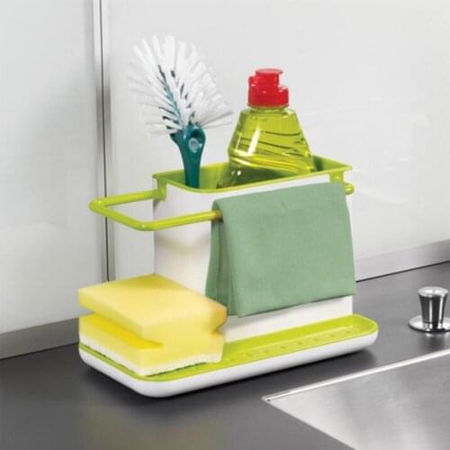 Kitchen Storage Shelf Sponge Holder Draining Sink Box Organizer Draining Rack Dish Storage Rack Stands Tidy Utensils Towel Rack