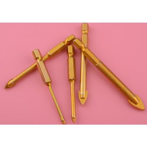 LETAOSK 5pcs 3mm 4mm 6mm 8mm 10mm Hex Shank Ti Porcelain Spear Head Drill Bits Set for Ceramic Tile Glass Accessories