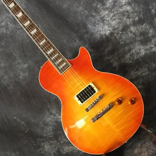 Best selling guitar mahogany wood body and with flamed maple top cherryburst color with one humbucker pickup