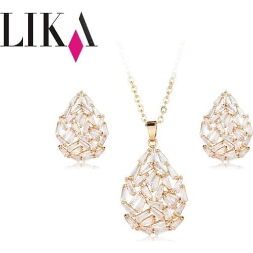 LIKA Fashion Party Gift Jewelry Set Gold Silver Color Crystal Adjustable Accessories For Women Jewelry Sets Necklaces & Pendants