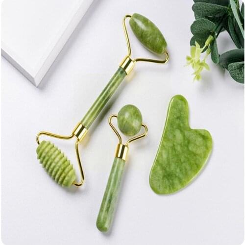 Massage Gua Sha Board Natural Jade Roller Massager Lifting Gouache Tool Wrinkle Anti Massage Scraper Face O1K4