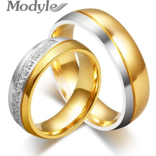 Modyle Wedding Rings Fashion CZ Stone Rings for Women and Men Jewelry High Quality Stainless Steel Ring Free Shipping