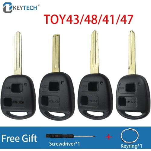 Okeytech 2 Buttons Key Shell For Toyota Yaris Prado Tarago Camry Corolla Remote Control Key Case TOY41/TOY43/TOY47/TOY48 Blade